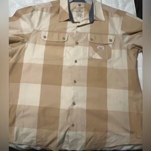 Rocawear Tan and Cream Plaid Button-Up Shirt